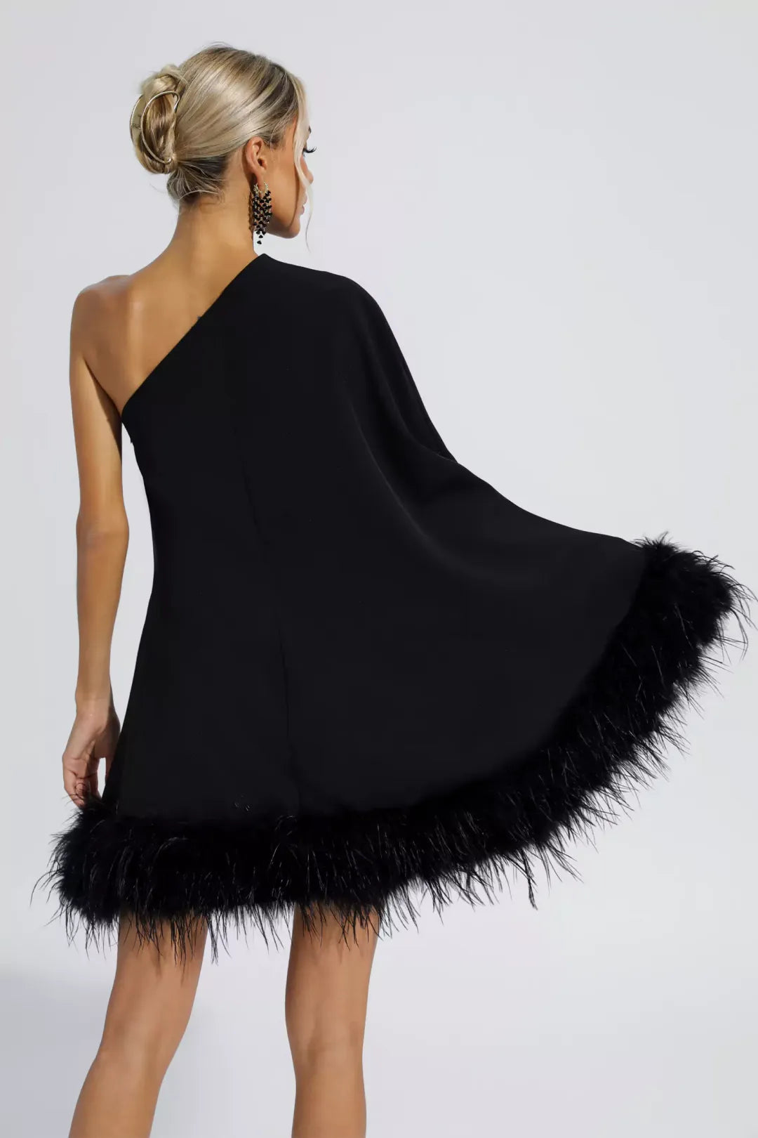 Black cape dress feather - Cielie